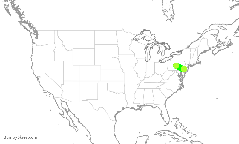Turbulence forecast map for PDT6076, SCE to PHL