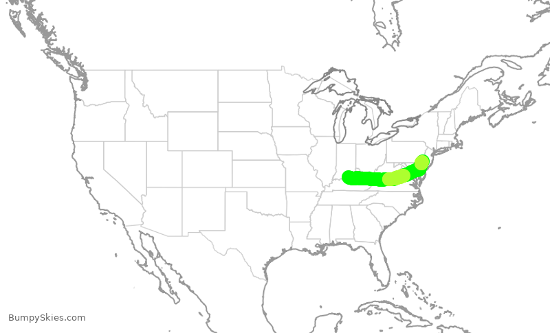 Turbulence forecast map for PDT6077, SDF to PHL