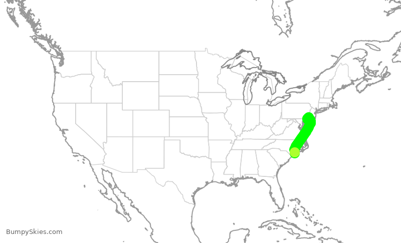 Turbulence forecast map for PDT6081, ILM to PHL