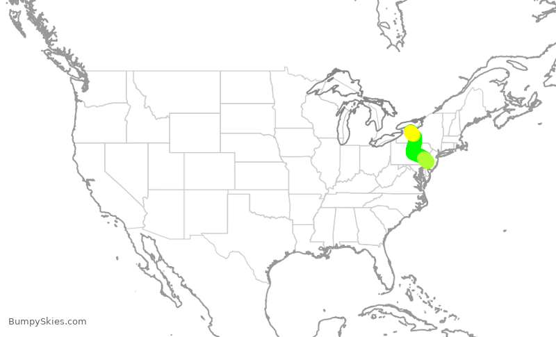 Turbulence forecast map for PDT6090, PHL to ROC