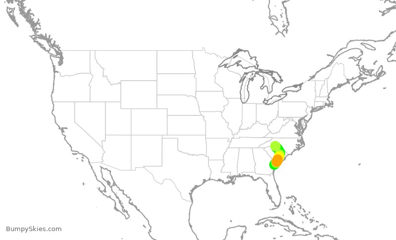 Turbulence forecast map for PDT6091, SAV to CLT