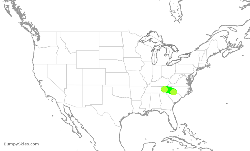 Turbulence forecast map for PDT6096, TYS to CLT