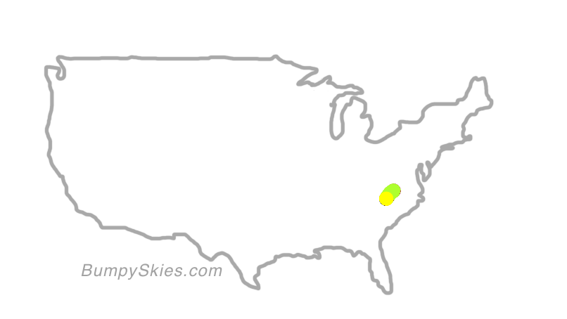Map of continental US with illustrated flight path and turbulence forecast (described in text below)
