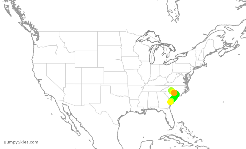 Turbulence forecast map for PDT6119, SAV to CLT
