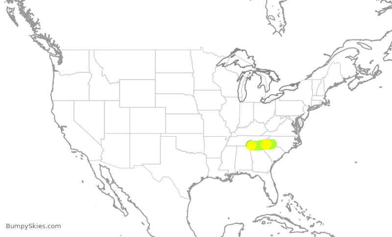 Turbulence forecast map for PDT6127, CLT to CHA