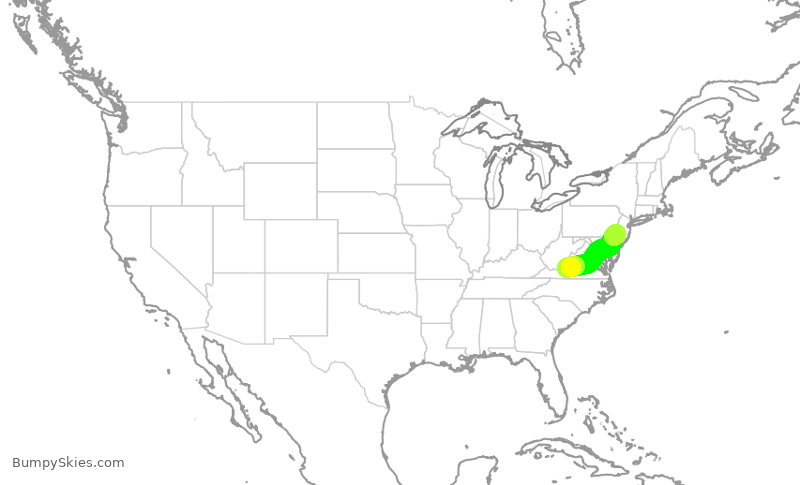 Turbulence forecast map for PDT6127, ROA to PHL