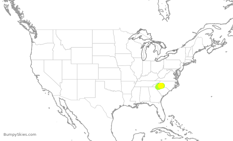 Turbulence forecast map for PDT6131, CLT to GSP