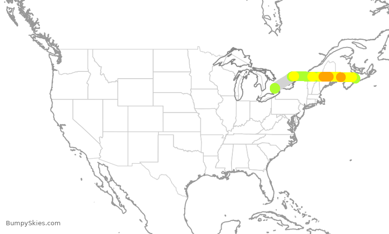 Turbulence forecast map for POE200, YHZ to YYZ