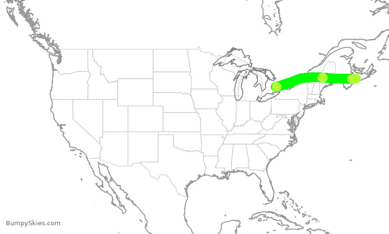 Turbulence forecast map for POE205, YYZ to YHZ