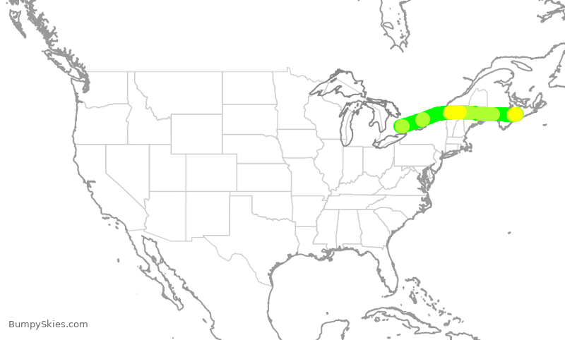 Turbulence forecast map for POE209, YYZ to YHZ