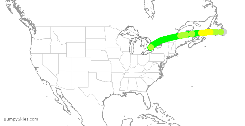 Turbulence forecast map for POE236, YYT to YYZ
