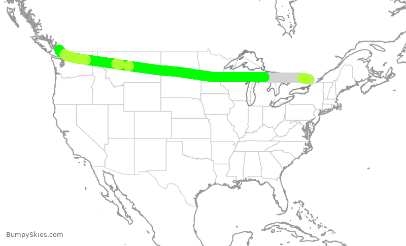 Turbulence forecast map for POE263, YOW to YVR