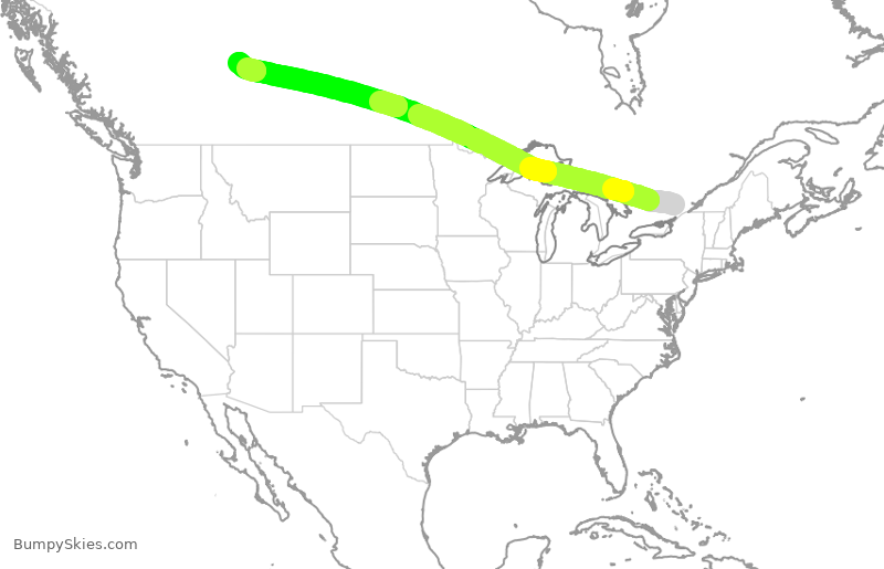 Turbulence forecast map for POE277, YOW to YEG