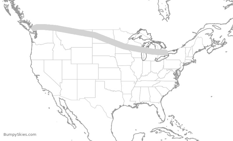 Turbulence forecast map for POE315, YYZ to YVR