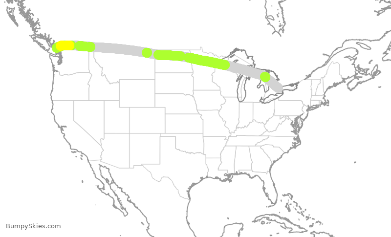 Turbulence forecast map for POE317, YYZ to YVR