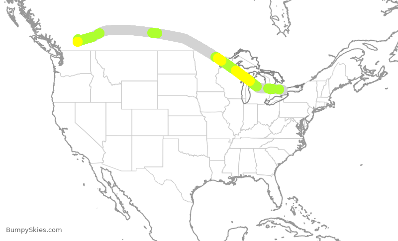 Turbulence forecast map for POE321, YYZ to YLW