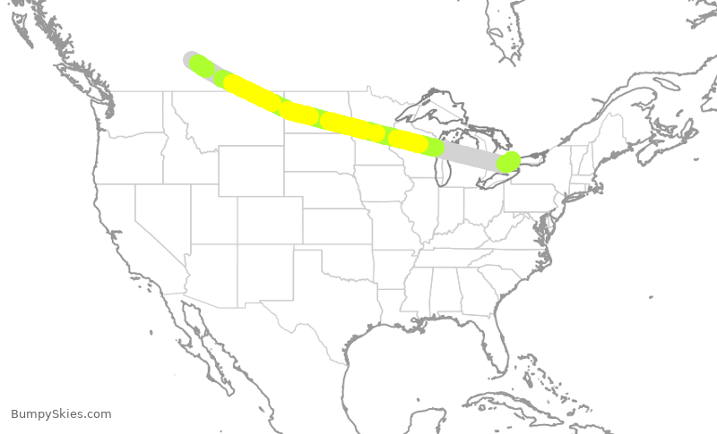 Turbulence forecast map for POE364, YYC to YYZ