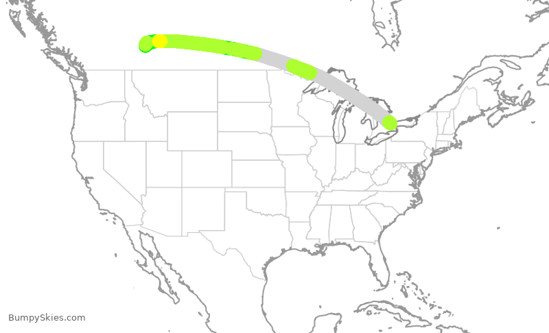 Turbulence forecast map for POE365, YYZ to YYC