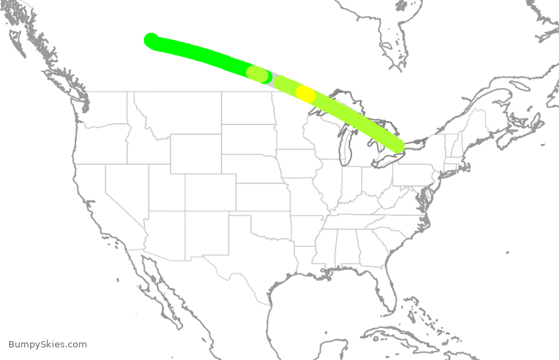 Turbulence forecast map for POE401, YYZ to YEG