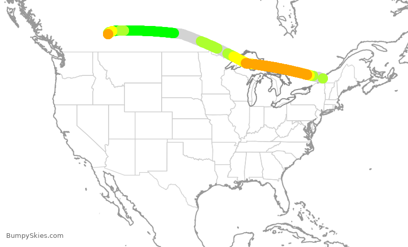 Turbulence forecast map for POE413, YHU to YYC