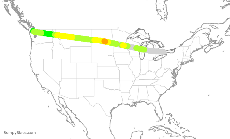 Turbulence forecast map for POE441, YYZ to YYJ