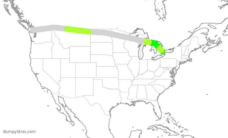 Turbulence forecast map for POE442, YYJ to YYZ