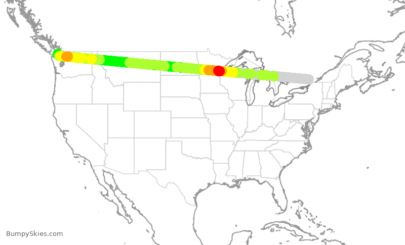 Turbulence forecast map for POE447, YOW to YYJ