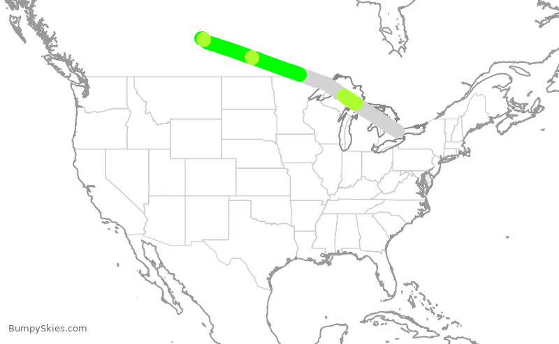Turbulence forecast map for POE451, YYZ to YXE