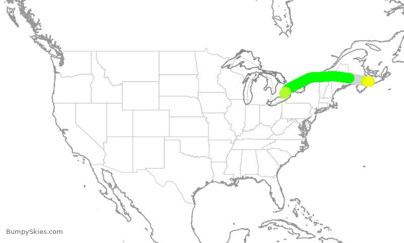 Turbulence forecast map for POE472, YHZ to YHM