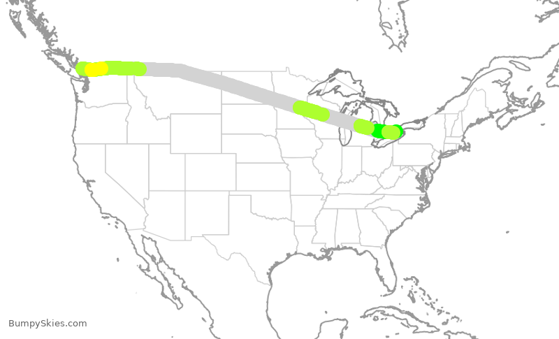Turbulence forecast map for POE484, YVR to YHM