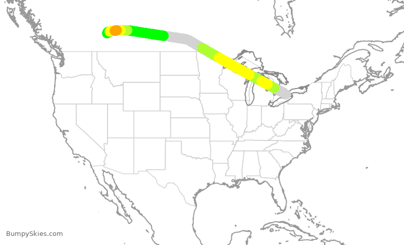 Turbulence forecast map for POE485, YHM to YYC