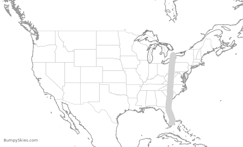 Turbulence forecast map for POE513, YYZ to FLL