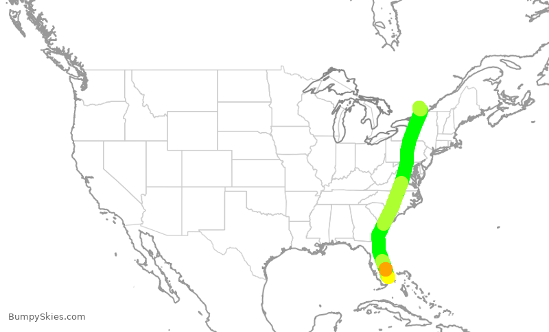 Turbulence forecast map for POE514, FLL to YOW
