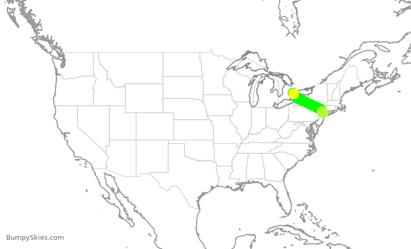 Turbulence forecast map for POE606, LGA to YYZ