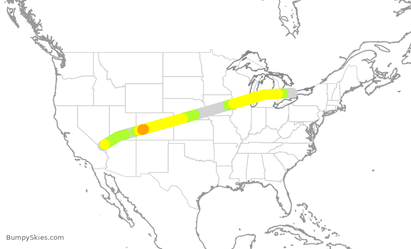 Turbulence forecast map for POE653, YYZ to LAS