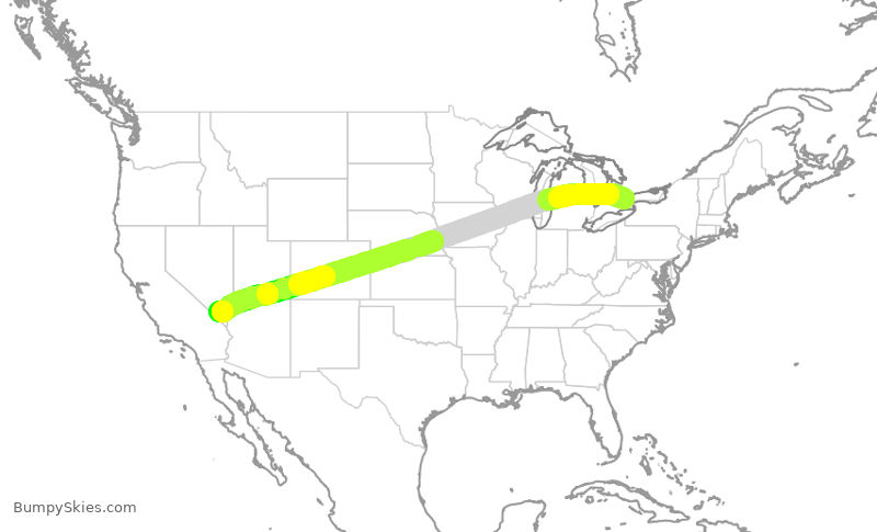 Turbulence forecast map for POE655, YYZ to LAS