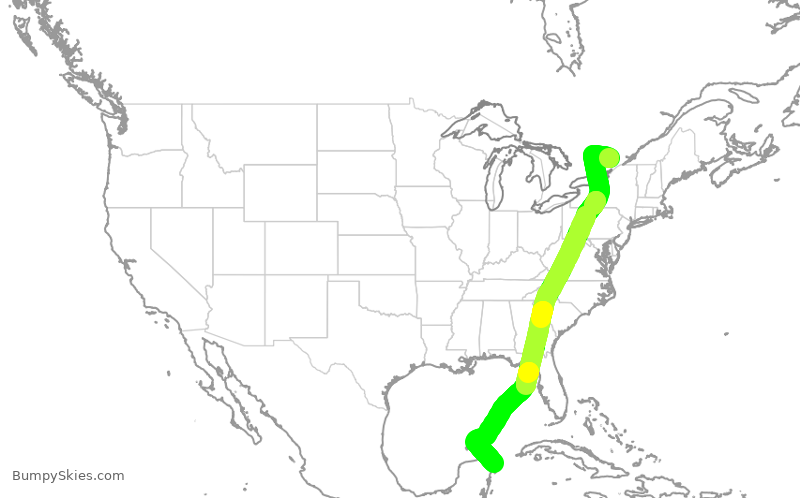 Turbulence forecast map for POE767, YOW to CUN