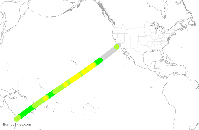 Turbulence forecast map for QFA16, LAX to BBN
