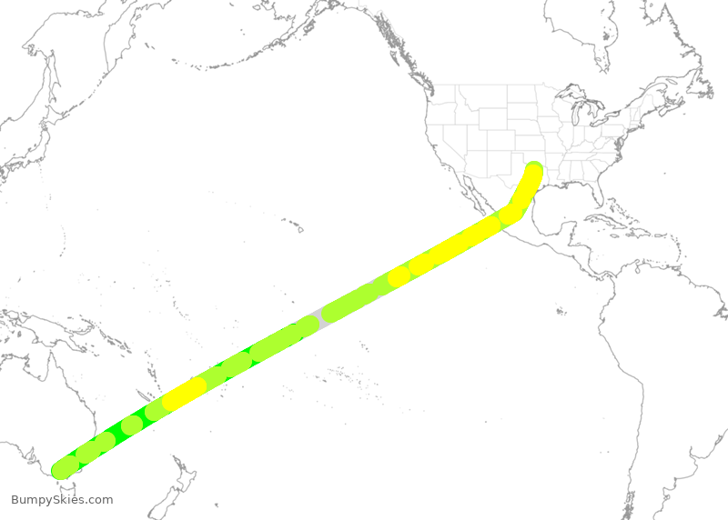 Turbulence forecast map for QFA22, DFW to MML