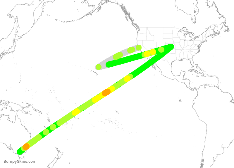 Turbulence forecast map for QFA336, SFO to MEL