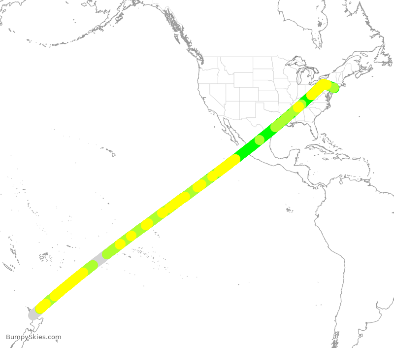 Turbulence forecast map for QFA3, ZAA to JFK