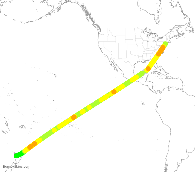 Turbulence forecast map for QFA4, JFK to ZAA