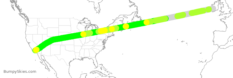 Turbulence forecast map for QFA6038, SNN to LAX