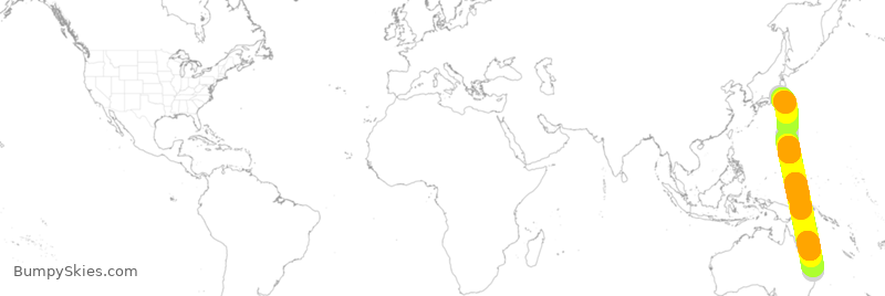 Turbulence forecast map for QFA61, BBN to JAA