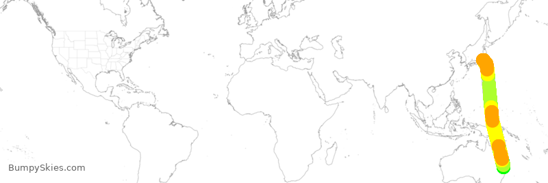 Turbulence forecast map for QFA62, JAA to BBN