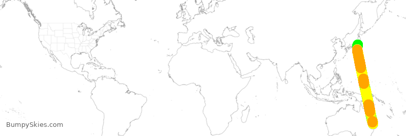 Turbulence forecast map for QFA6409, BNE to NRT