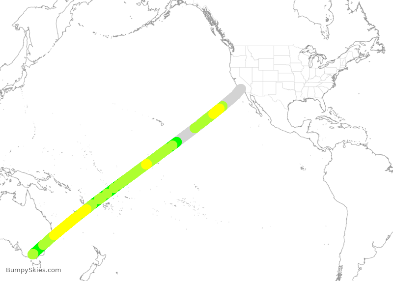 Turbulence forecast map for QFA7094, LAX to MEL