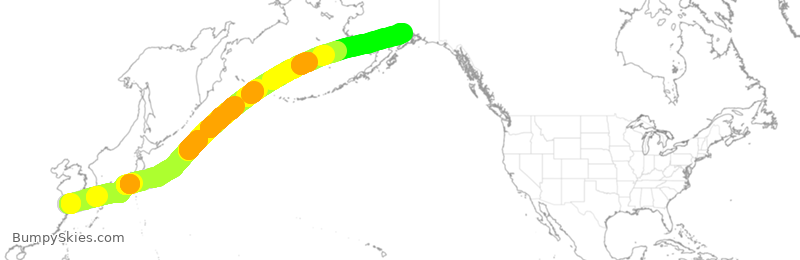 Turbulence forecast map for QFA7521, PVG to ANC