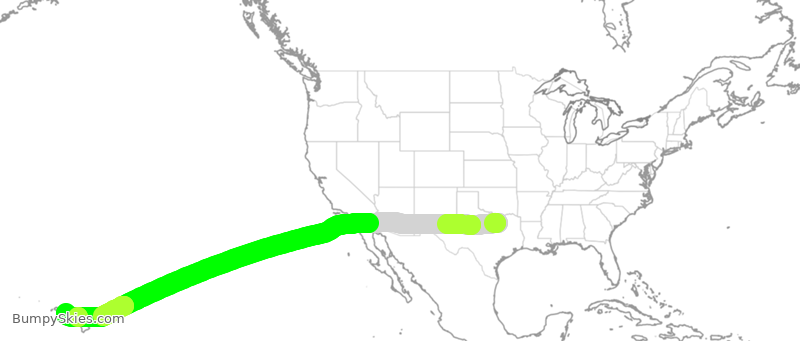 Turbulence forecast map for QFA7552, DFW to HNL
