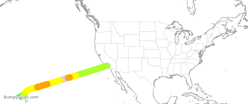 Turbulence forecast map for QFA7552, LAX to HNL